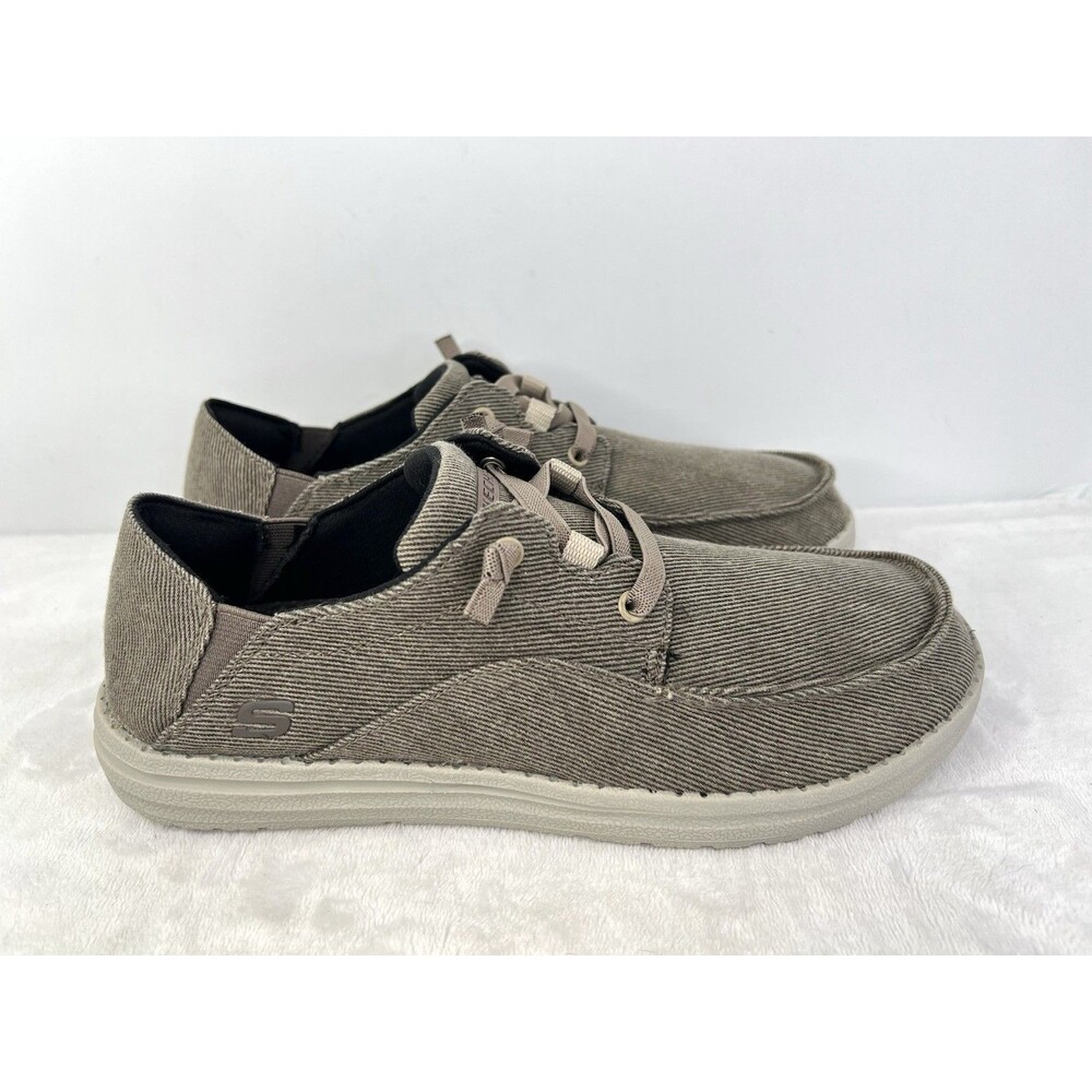 Skechers Melson Volgo Mens 8 Relaxed Brown Canvas Memory Foam Slip On Loafers